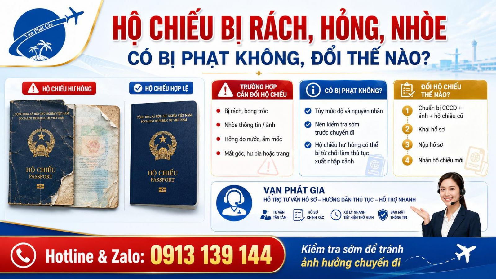 Hộ Chiếu Bị Rách, Ướt, Nhòe