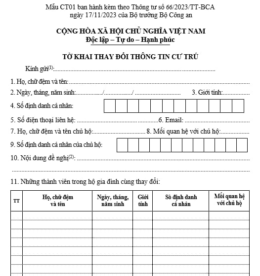 Hướng dẫn điền mẫu CT01 đăng ký thường trú TP.HCM – Dịch vụ làm hộ khẩu tại TPHCM”